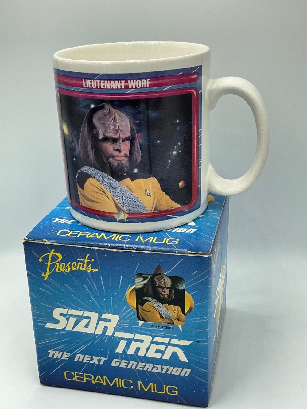 Star Trek TNG Lieutenant Worf Ceramic Mug 1992 Hamilton Gifts Original Box